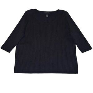 Lane Bryant Women's 3/4 Sleeve Cable Knit Sweater Size 22/24 Black 22 24 Stretch